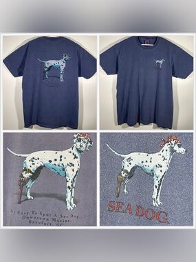Vintage Y2K Sea Dog Pirate Dalmatian Downtown Marina Beaufort, SC T Shirt Size L